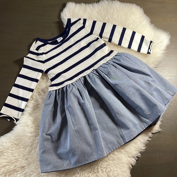 Baby Gap Dress; Size 3 (Toddler); Navy Stripe Top/solid Blue Bottom; NWT - Picture 2 of 5